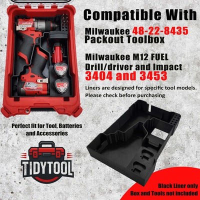 Milwaukee M12 Drill & Impact Organizer Insert for Packout Compact (3404 & 3453)