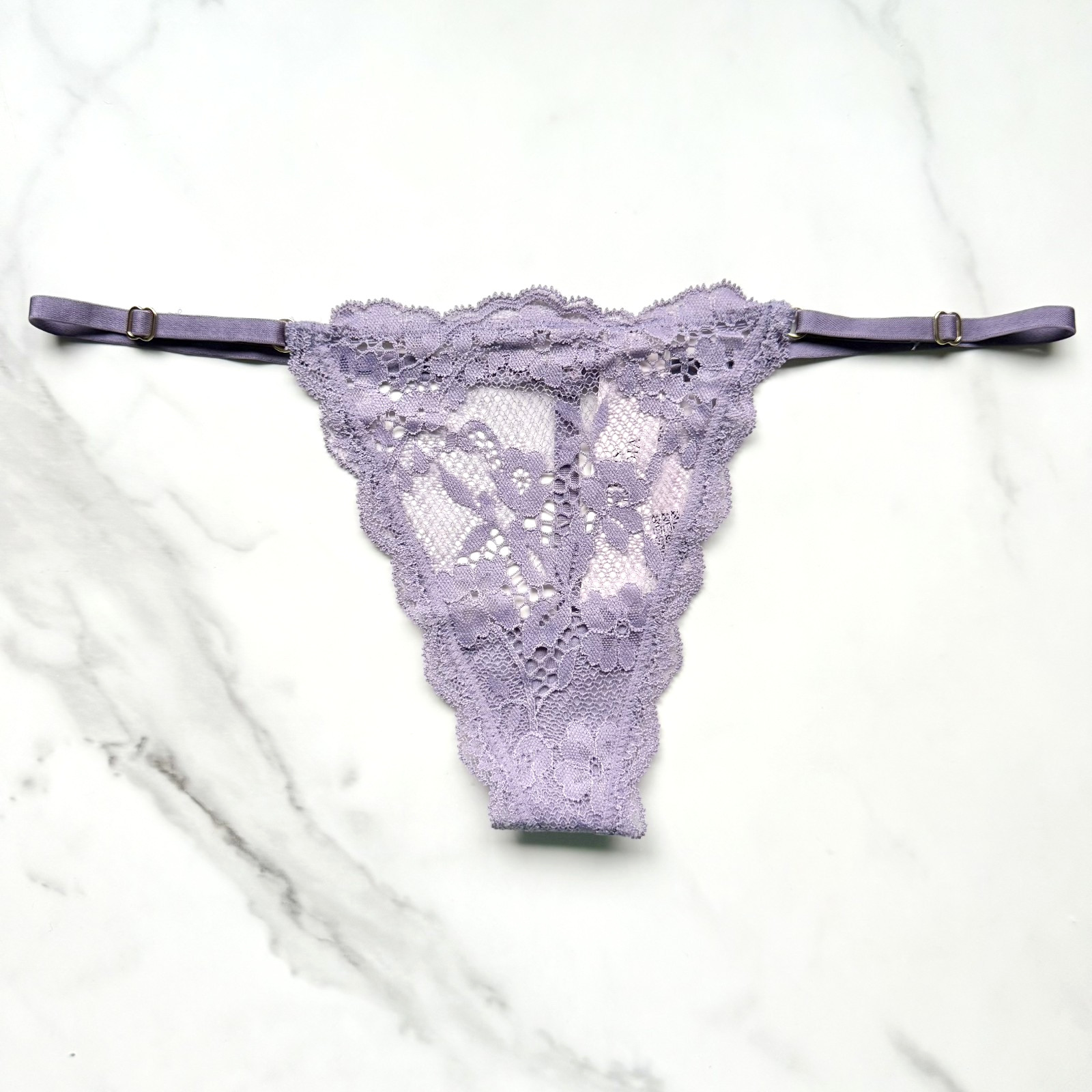 Victoria's Secret Dream Angels Lace Adjustable V-String Panty Frozen Plum SZ S/M