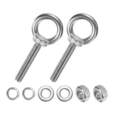 2-Sets Stainless Eyebolt M10x60mm Shoulder Lifting Eye Bolt with Nuts Washers