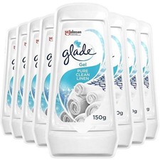 Glade Solid Gel Air Freshener Pure Clean Linen 150g 8 Pack, Fresh Scent