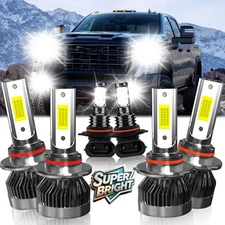 LED Headlight Hi/Lo Beam Fog Light Combo Bulbs For GMC Sierra 1500 2003-2005