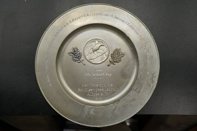 Aligse Hanover wall plate shooting club souvenir coat of arms eagle oak leaves 1988