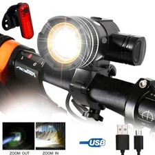 Rechargeable 4000LM LED MTB Bicycle Light Bike Fron Tail Headlight w/USB Cord