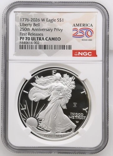 1776-2026-W Proof American Silver Eagle (NGC PF70UCAM, FR, America250 Label)