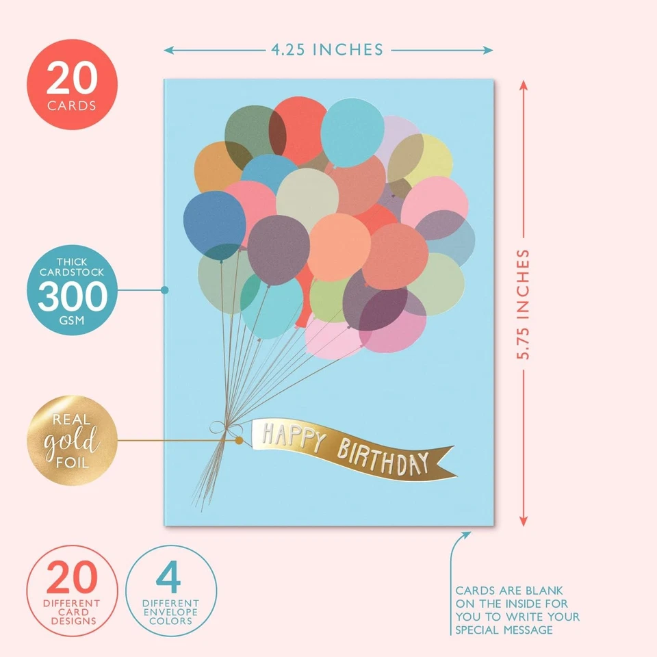 Tarjetas de feliz cumpleaños Sweetzer y naranja con sobres y caja surtida. Variedad Foto 2 de 4