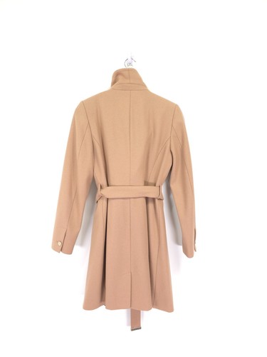 Abrigo Ted Baker Nevia Talla 3 UK 12 Largo Beige Abrigo Lana Mezcla Cachemira Chaqueta - Imagen 12 de 14