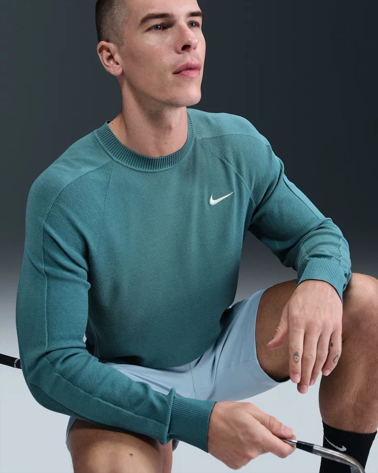 NUEVO $130 Suéter de Golf Nike Tour Para Hombre Mediano Mineral Verde Azulado Elástico FQ8832-379 Foto 4 de 4