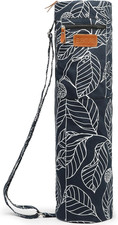 Canvas Yoga Mat Bag with Adjustable Strap  Pockets, Full-Zip Travel Gym Tote fo