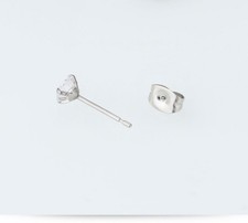Solid 18K White Gold Filled 6mm Round Cubic Zirconia CZ Fine Post Stud Earrings
