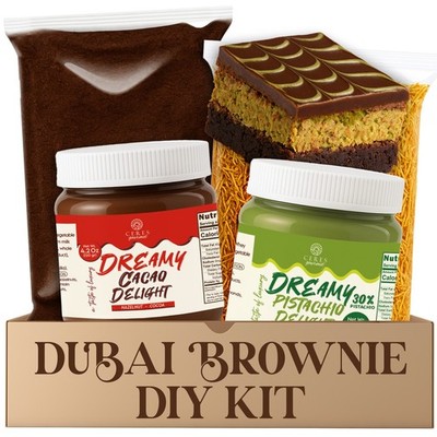 Dubai Chocolate Brownie DIY Kit, Pistachio Cream & Kataifi, Viral Baking Set