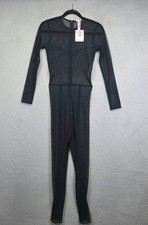 Savage X Fenty Rihanna Bodysuit Women M Black Mesh Sheer Stretch Lingerie NEW