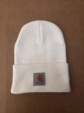 Carhartt Beanie Hat New Acrylic Cuffed WHITE Unisex One Size Winter or Work Hat