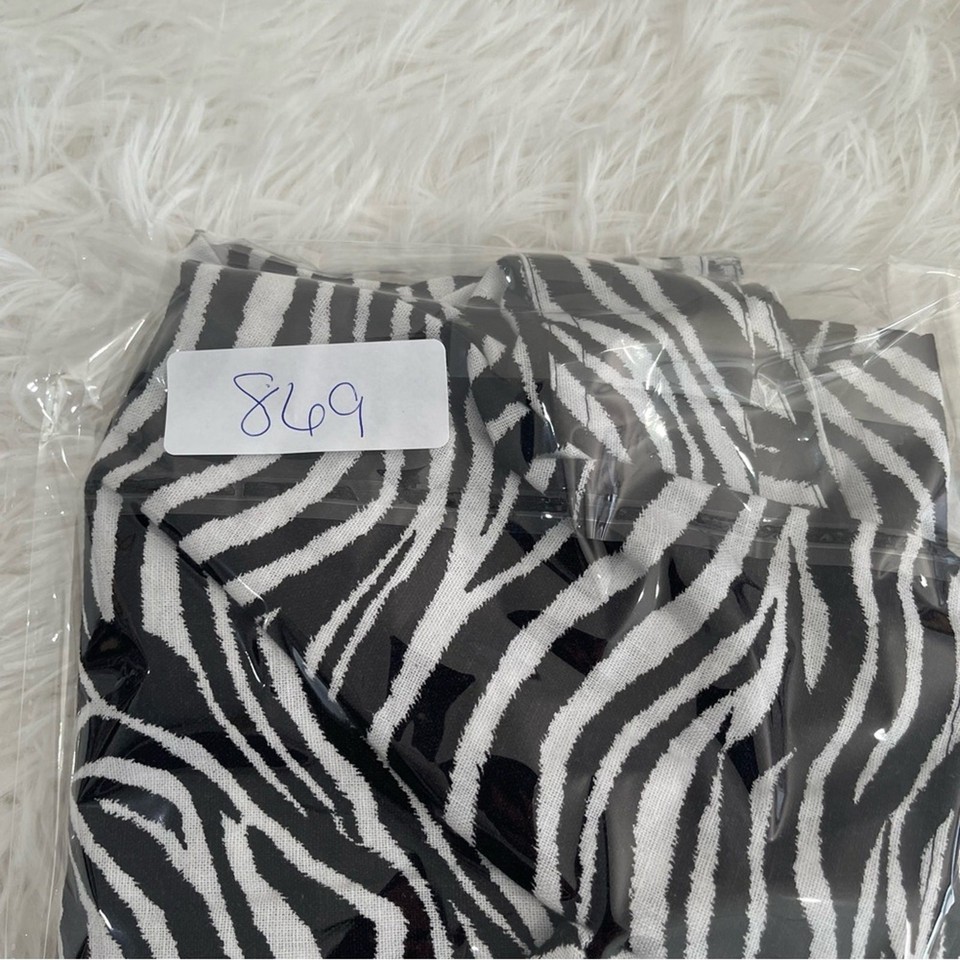 TAHARI Womens Linen Blend Zebra Print Top Size Medium Black White Tab Sleeve | eBay