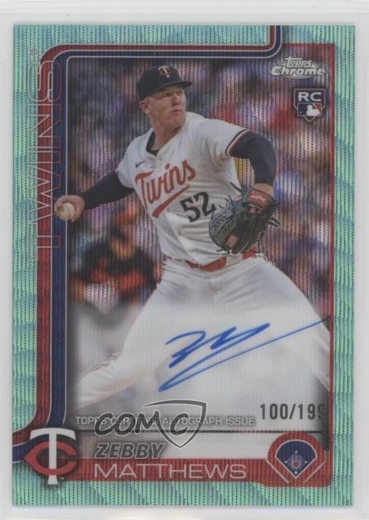 2025 Topps Chrome Rookie Aqua Wave Refractor 100/199 Zebby Matthews Auto RC 0t6o
