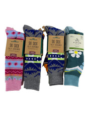 Alpine Design Girls Size Small Girls 10-4 Snowsport Daisy Ski Socks 8 Pairs New