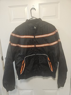 USA Biker Design Men's Black Nylon Reflective Jacket Size Large