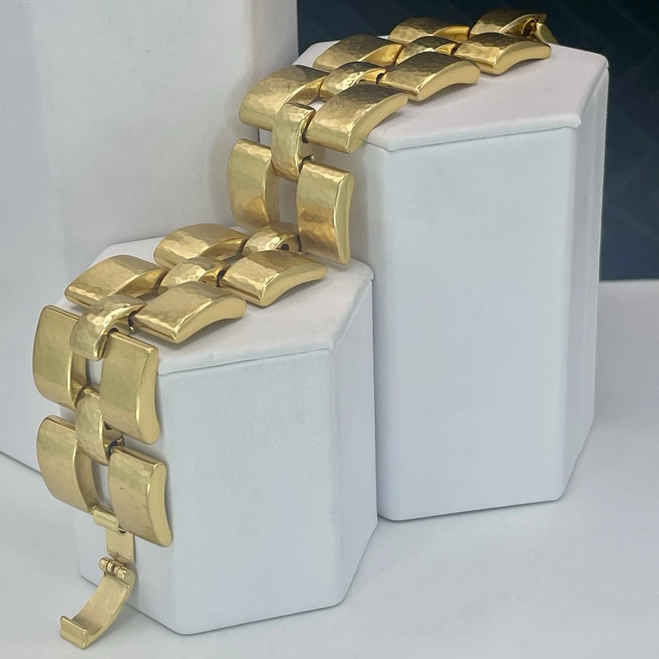 "Brazalete Brighton Dauphin JB5902 oro eslabón martillado correa de reloj estilo 7""" Foto 2 de 4