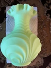 Fenton Custard Satin Lime Green Uranium Glass 8"Rim Ruffled Drapery Vase - Glows