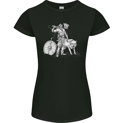 Viking With a Wolf and Shield Thor Valhalla Womens Petite Cut T-Shirt