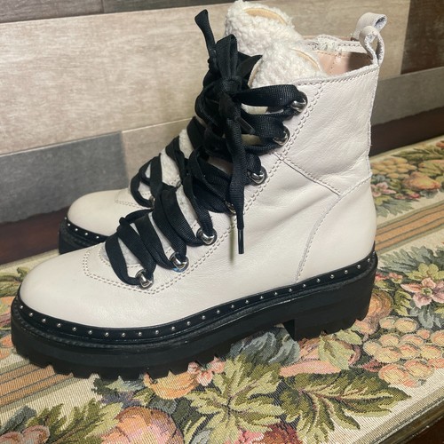 STEVE MADDEN "Rainier/Rain" Cream Platform Lug Sole Leather Ankle Boot 6.5 Nwob - Picture 4 of 10