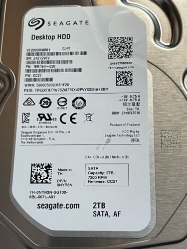 Seagate Barracuda Festplattenlaufwerk 2 TB intern 7200 1/min 3,5" ST2000DM001 - Bild 2 von 2