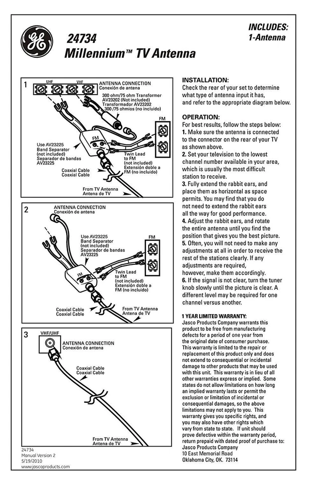 Antena de TV HDTV GE 24734 Millennium, pasiva (descontinuada por el fabricante) Foto 3 de 3
