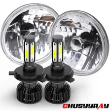 For Ford Mustang 1965-1978 7" INCH Round LED Headlight High Low Sealed Beam Pair