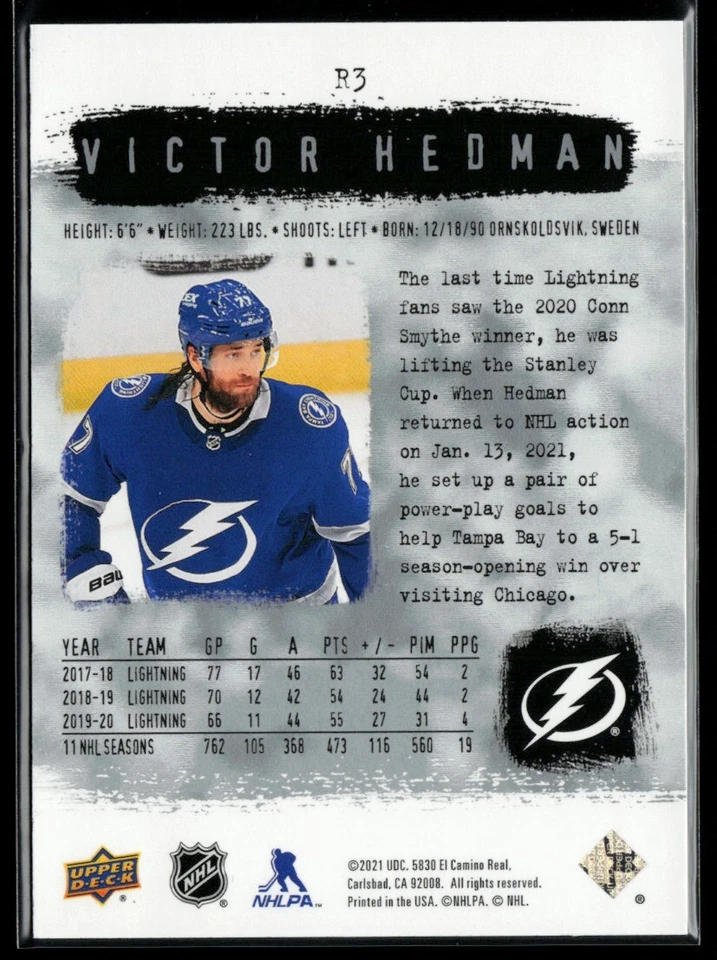 2020-21 SP Authentic 2000-01 Retro #R3 Victor Hedman - Image 2 of 2