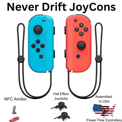 Nintendo Switch/OLED Hall Effect Never Drift Wireless JoyCons -With Wrist Straps - Picture 94 of 169