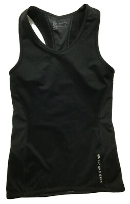 Second Skin Compression Black Tank Top Racer Back Running Gym Yoga Top Sz XS