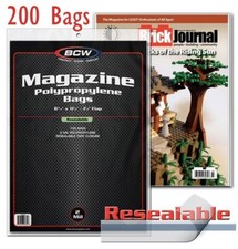 200 Resealable Magazine Protection Bags Safe Storage Sleeves 2 Mil Long Term BCW