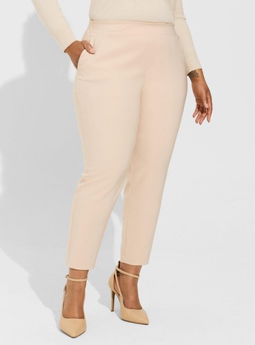 Torrid Pull-On Taper Studio Refined Crepe High-Rise Pant Beige 4 Reg #G36217 - Picture 2 of 4