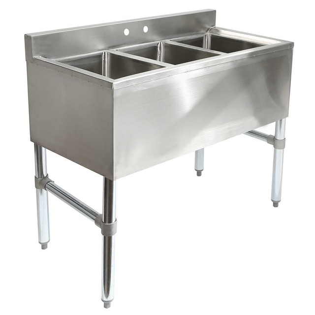 Three 3 Compartment Stainless Steel Commercial Kitchen Sink For