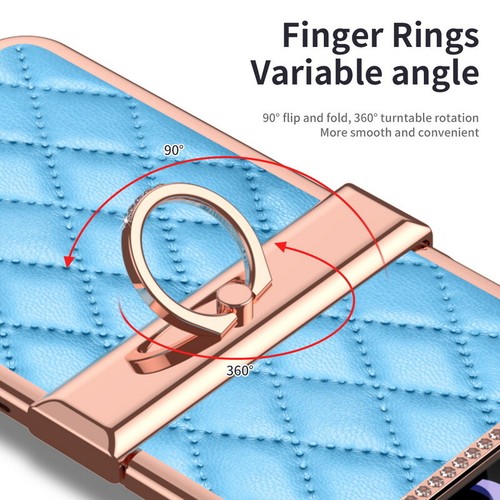 For Samsung Galaxy Z Flip3 Z Flip5 4 Plating Leather Ring Stand Hard Case Cover - Zdjęcie 9 z 34