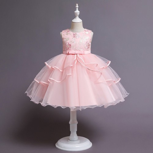 Flower Girls Kids Baby Bridesmaid Tutu Dress Party Bow Wedding Princess Dresses - Picture 7 of 17