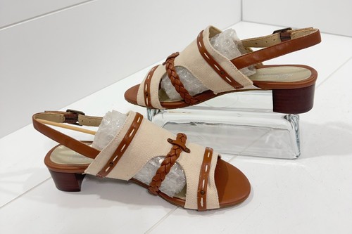 Sandalia de vestir para mujer Ros Hommerson Vacay 67032 cuero tostado lona 8M - Imagen 3 de 12