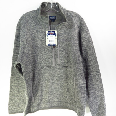 Smith's Workwear Men's 1/4 Zip Sweater Fleece Jacket Heather Gray Size Medium
