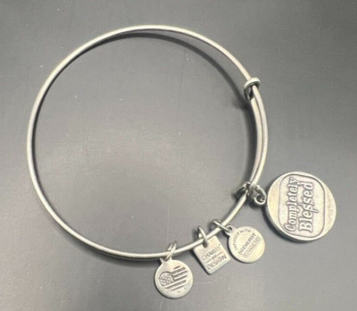 Alex and Ani Silver Bangle Bracelet Completely Blessed Energy Charms Adjustable