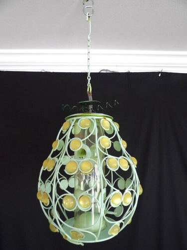 VINTAGE PEAR SHAPED YELLOW STONES BIRD FEEDER CENTER TUBE SMALLER BIRDS UNIQUE - Picture 5 of 14