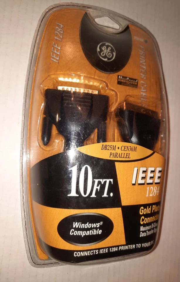 GE 10ft DB25M CEN36M IEEE 1284 Printer Cable Parallel Gold Plated #HO97890 - New - Image 2 of 2
