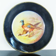 ANCIENNE ASSIETTE PLAT EN PORCELAINE ÉMAILLE COBALT OUISEU LUC LIMOGES SIGNE 
