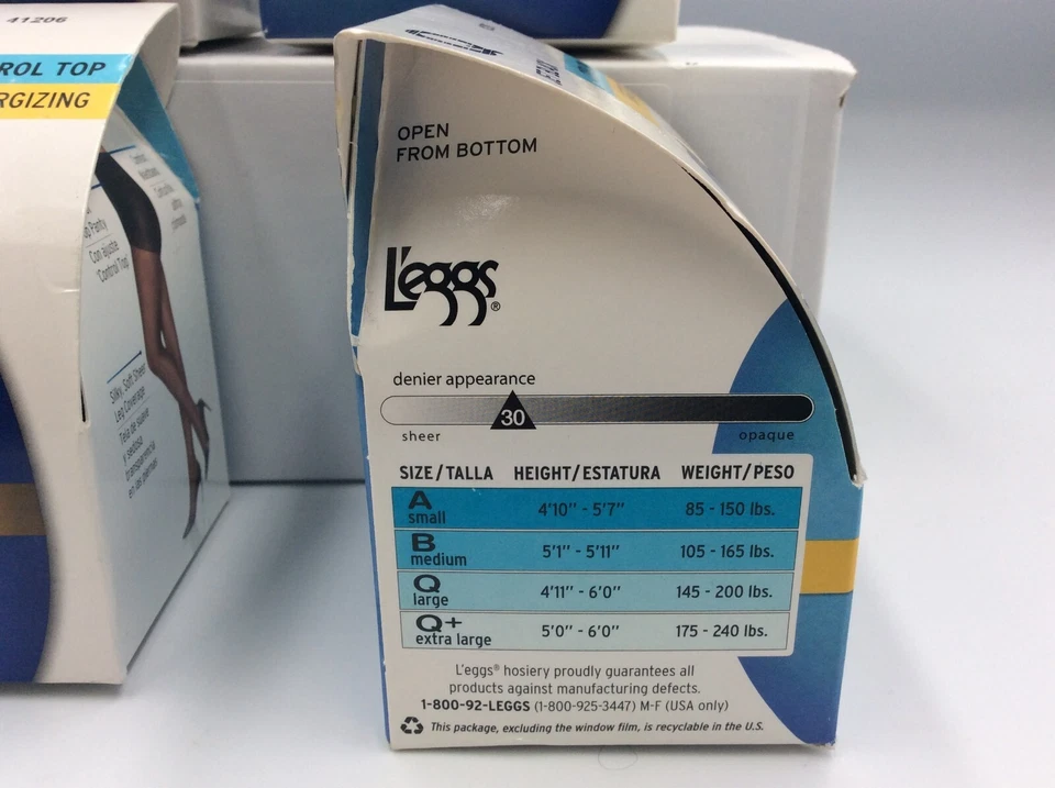 Meia-calça Leggs Sheer TAMANHO Q Energizing Jet preta suporte leve, PACOTE COM 4 - Imagem 4 de 4