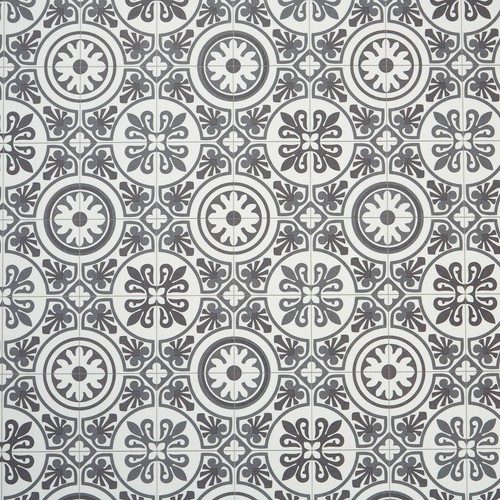 Moroccan Vinyl Flooring Roll Tile Effect Black & White Foam Sheet