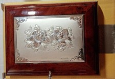 COFANETTO PORTAGIOIE IN LEGNO E ARGENTO 925 DISEGNATO A MANO VALENTI 14cm x 11