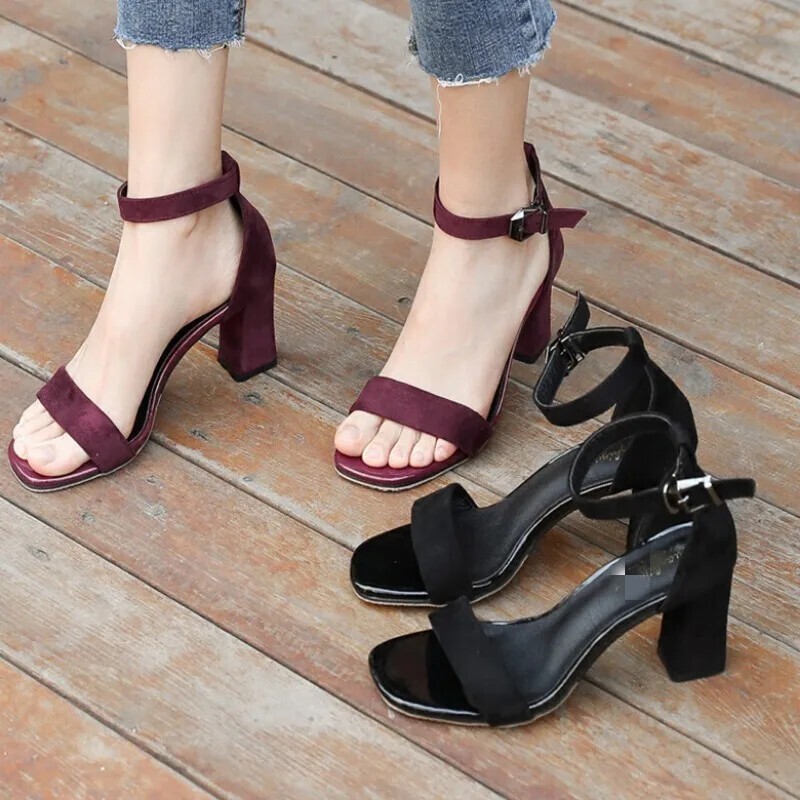 2025 Summer Fashion Sandal Medium High Heel Sandalias Elegant