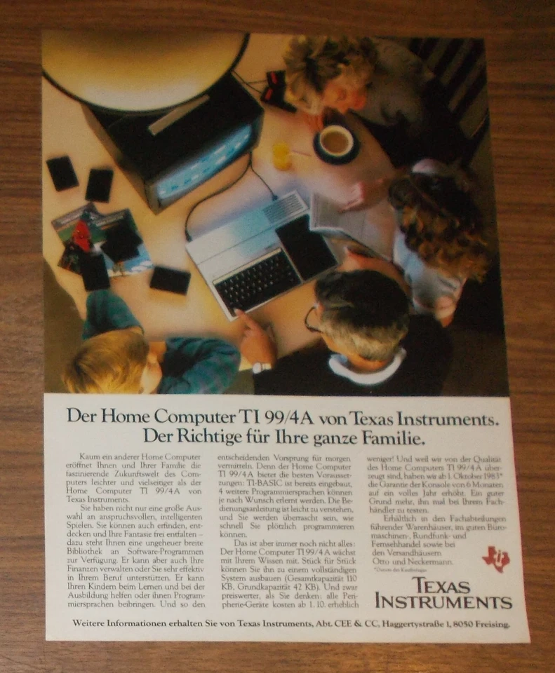 Seltene Werbung TEXAS INSTRUMENTS TI 99/4A Home Computer 1983 - Bild 1 von 1