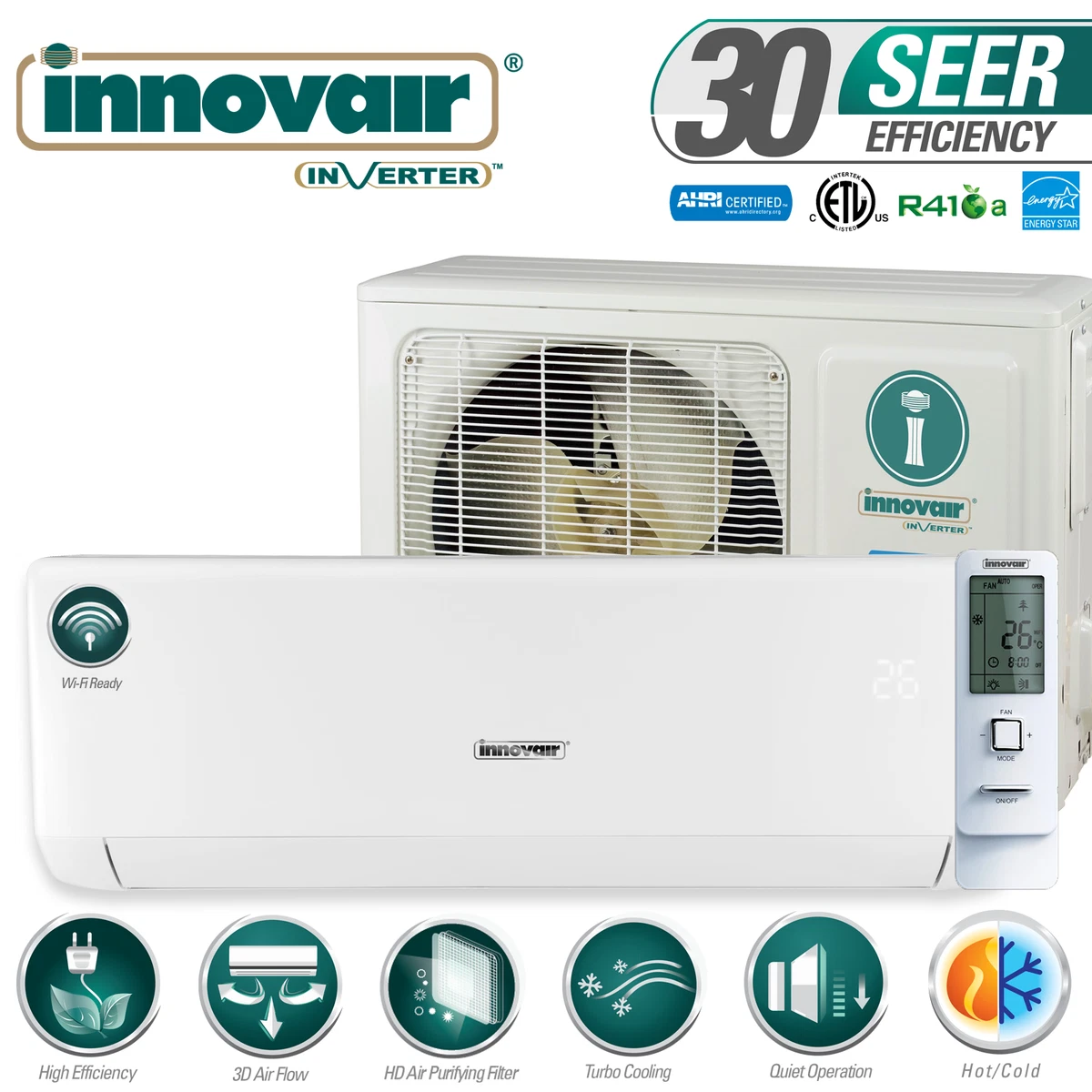 12000 BTU Mini Split Air Conditioner Heat Pump Ductless 230V INNOVAIR 30.5  SEER | eBay