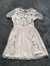 NWT WOMENS BOOHOO DRESS, SIZE 10, PINK, LINED, EMBELLISHED, SKATER, SHORT SLEEVE