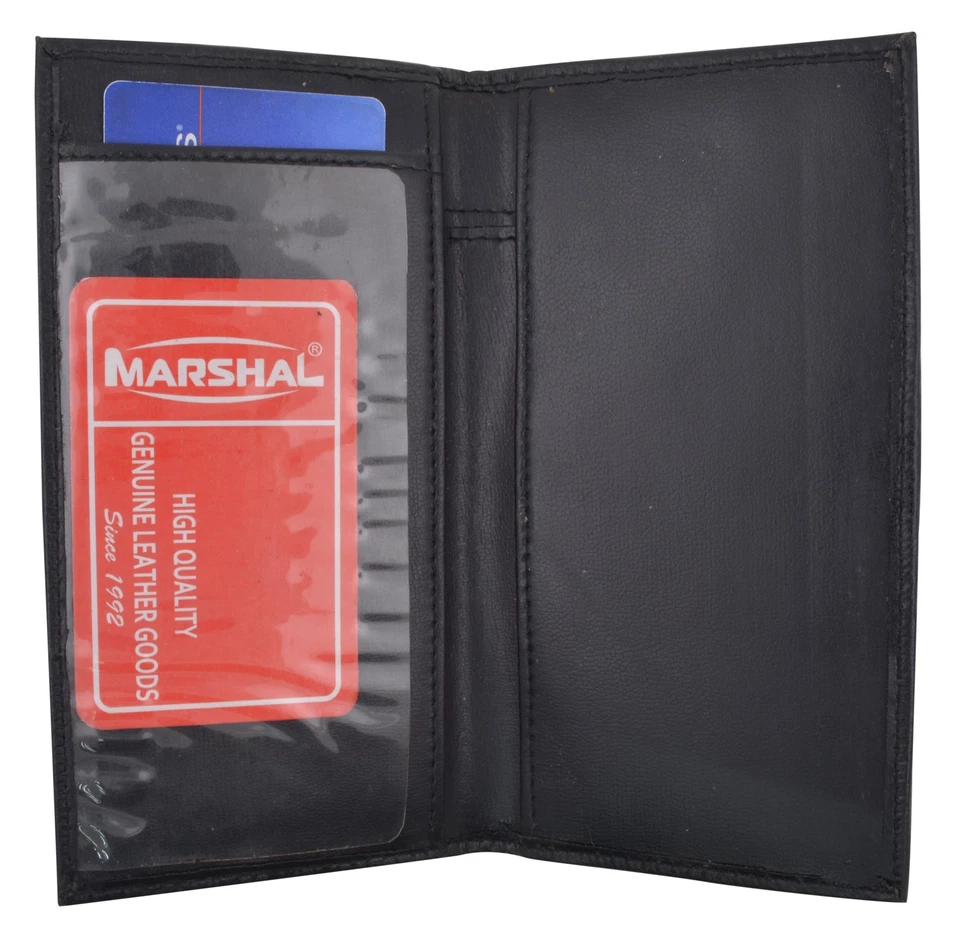 真皮支票簿封面卡夹钱包男女 RFID 阻断 — 第 2/4 张图片