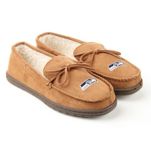 NFL Seattle Seahawks New Tan Moccasin Slippers - Picture 1 of 2